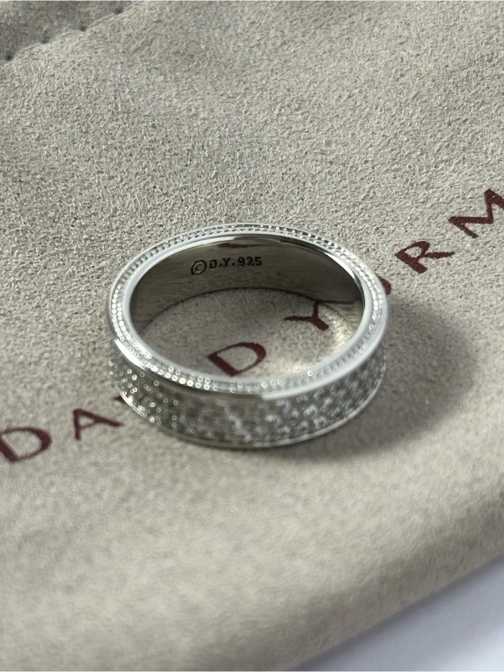 David Yurman Sterling Silver Three Row Diamond Pave Streamline Ring Size 8